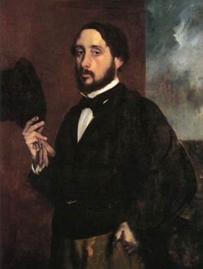 Retrato pintado de um homem branco, de barba e cabelos escuros, segurando um chapéu preto