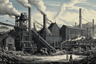 Ilustração da parte externa de uma indústria inglesa do século XVIII