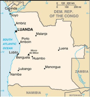 Mapa político de Angola