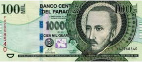 Cédula de 100.000 guaranis paraguaios