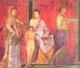 Cena cotidiana retratada num afresco de Pompeia