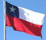 Bandeira do Chile hasteada em Santiago do Chile, capital do país