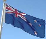 Bandeira da Nova Zelândia hasteada em Wellington, capital do país