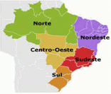 Brasil: divisão por regiões (abaixo, mapa ampliado)