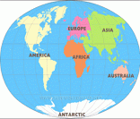 Os seis continentes do planeta Terra