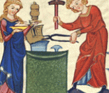 Pintura medieval retratando a Corporação de Ofício dos Ferreiros