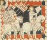 Cavaleiros na Idade Média partindo em direção a uma Cruzada