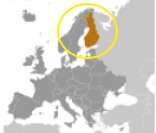 Localização da Finlândia no norte do continente europeu