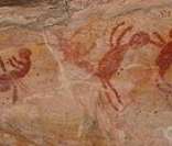 Pintura rupestre em sítio arqueológico no Parque Nacional Serra da Capivara