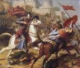 Roberto II da Normandia luta contra os muçulmanos durante a Primeira Cruzada.