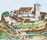Ilustração de um burgo medieval: origem de muitas cidades
