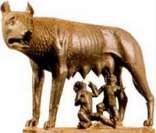 Mito da fundação de Roma: loba amamentando Rômulo e Remo