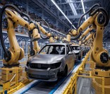 Robôs industriais na fabricação de automóveis