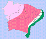 Zona da Mata Nordestina: em verde no mapa