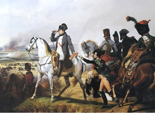 Napole&atilde;o em destaque na pintura da Batalha de Wagram