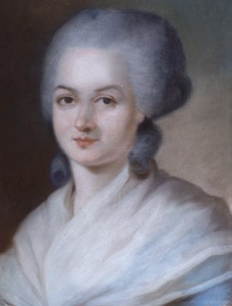 Retrato pintado da francesa Olympe de Gouges