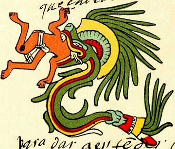 Quetzalc&oacute;atl (Serpente Emplumada), deus do vento e do ju&iacute;zo na religi&atilde;o tolteca