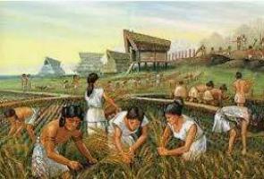 Camponeses trabalhando na agricultura na Antiga Mesopot&acirc;mia