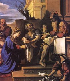 Apresenta&ccedil;&atilde;o de Jesus no templo, pintura de Guercino