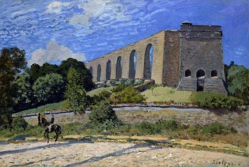 Pintura mostrando um aqueduto