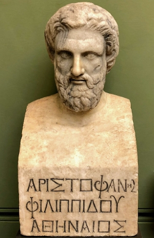 Busto do dramaturgo grego Arist&oacute;fanes
