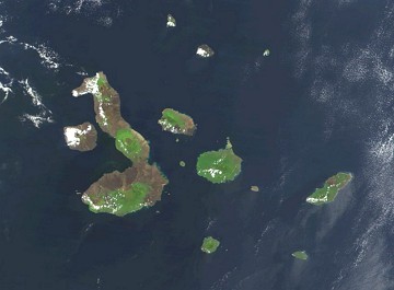 Imagem a&eacute;rea do arquip&eacute;lago de Gal&aacute;pagos