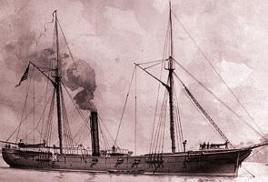 Pintura de um barco a vapor antigo