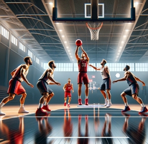 Ilustra&ccedil;&atilde;o de uma partida de Basquete 3x3