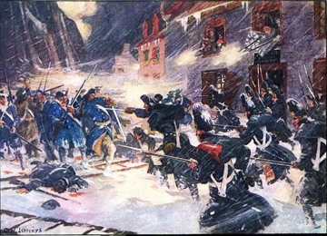 Pintura mostrando a batalha de Quebec