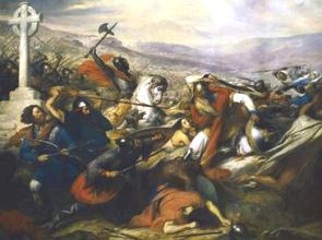 Pintura sobre a Batalha de Poitiers entre Francos e Mouros em 732