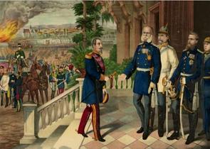 Napoleão III se rende a Guilherme I em setembro de 1870, encerrando a Batalha de Sedan.