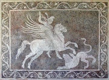 Belerofonte sobre um cavalo matando a Quimera