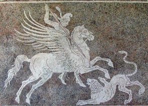 Belerofonte sobre um cavalo matando a Quimera