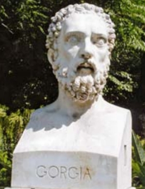Busto do fil&oacute;sofo G&oacute;rgias numa pra&ccedil;a