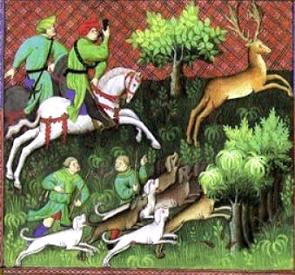 Nobres caçando um veado na Idade Média
