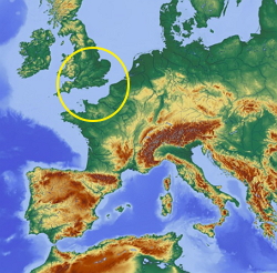 Mapa da localização do Canal da Mancha na Europa