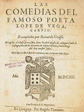 Capa das comédias do famoso poeta Lope de Vega Carpio