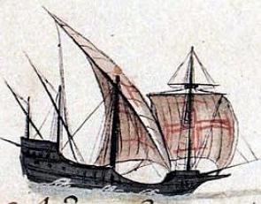 Pintura de uma caravela antiga de Portugal