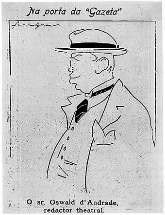 Caricatura de Oswald de Andrade feita por In&aacute;cio da Costa Ferreira