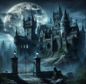 Ilustra&ccedil;&atilde;o de um castelo mal assombrado
