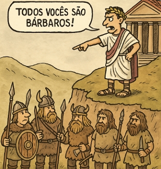Charge sobre o etnocentrismo na Roma Antiga