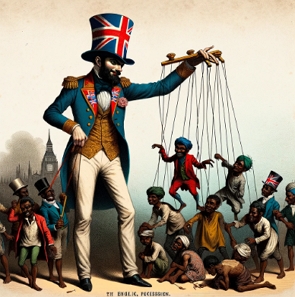 Charge sobre o imperialismo brit&acirc;nico na &Aacute;frica
