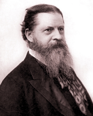 Foto do fil&oacute;sofo Charles Sanders Peirce, homem branco, de meia idade e barba grande