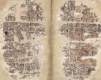 Imagem do C&oacute;dice de Paris com texto da escrita maia