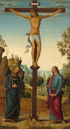 Pintura mostrando Jesus na Cruz