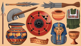 Ilustra&ccedil;&atilde;o mostrando v&aacute;rios exemplos da cultura material