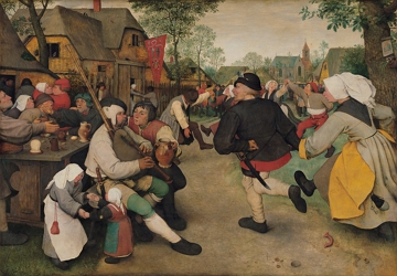 Pintura mostrando camponeses dan&ccedil;ando