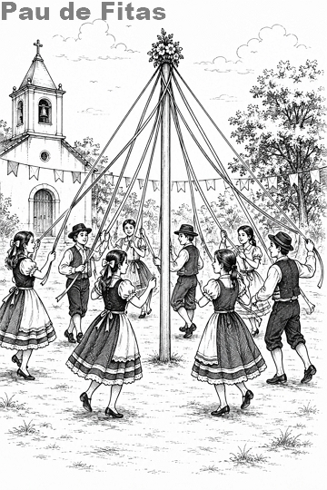 Ilustra&ccedil;&atilde;o sobre a dan&ccedil;a Pau de Fitas