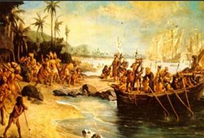 Pintura Desembarque de Cabral