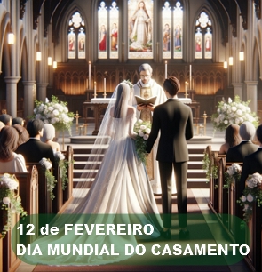 Ilustra&ccedil;&atilde;o mostrando um casamento dentro de uma igreja com padre e noivos
